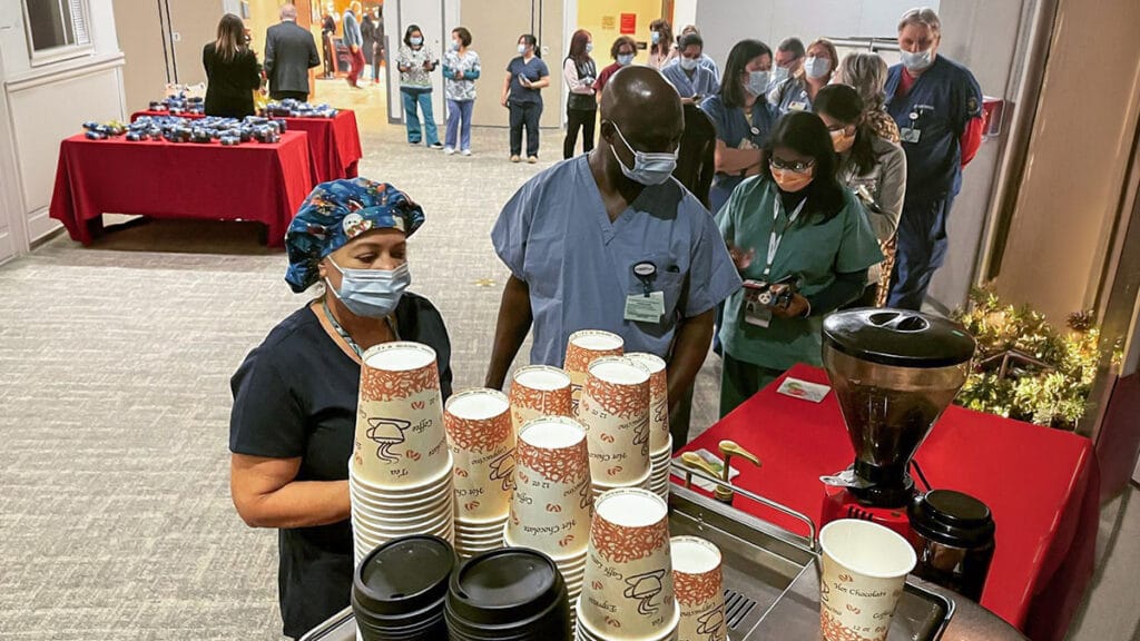 Coffee service for employees at Saint Peter's University Hospital in New Brunswick, New Jersey